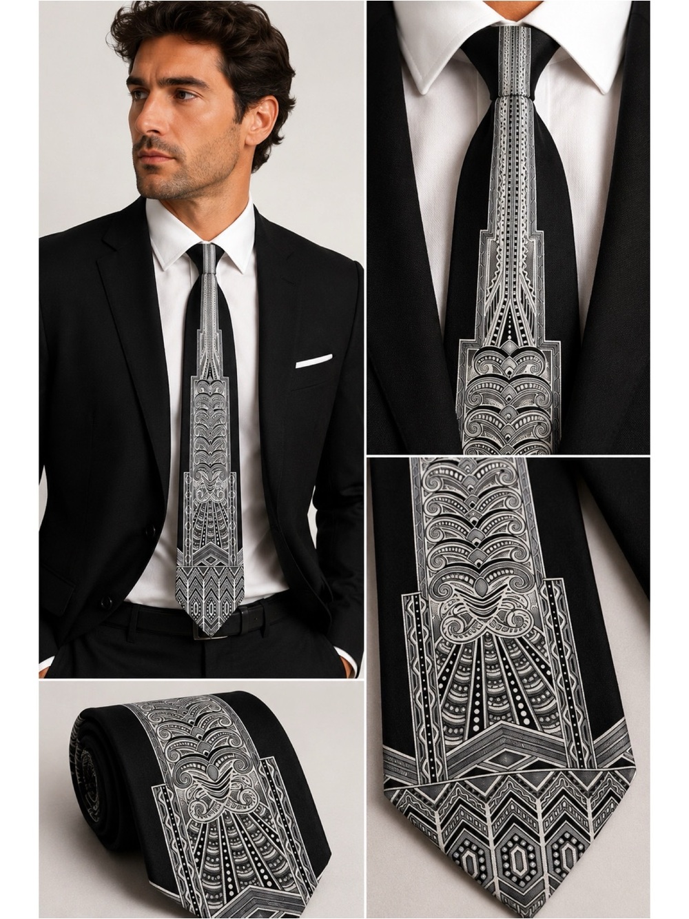 BACHRACH Made In Italy Silk Printed Tie